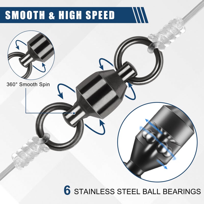 Shaddock Fishing Ball Bearing Fishing Swivels Tackle - Barrel Swivel Connectors, High Strength Stainless Steel Solid Welded Rings for Saltwater Freshwater Lures Leader Lines, 25pcs, Size3 130lbs - Image 4